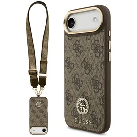 Guess 4G Strass Logo & Big Strap Metal Buttons Magnetinis dėklas telefonui iPhone Air - rudas