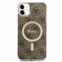 Rinkinys Guess GUBPN61H4EACSW Dėklas+Įkroviklis iPhone 11 6.1" rudas/rudas kietas dėklas 4G Spauda Magnetinis