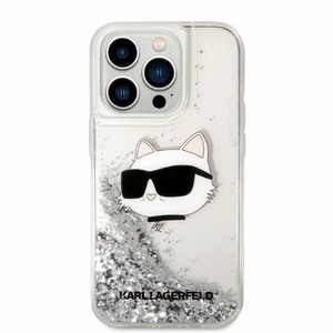 Karl Lagerfeld KLHCP14XLNHCS iPhone 14 Pro Max 6.7" silver/silver kietas dėklas Glitter Choupette Head