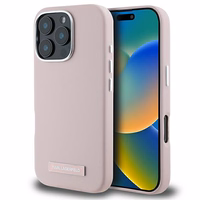 Karl Lagerfeld FW Metal Plate magnetinis dėklas telefonui iPhone 16 Pro - rožinis