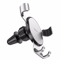 HOCO gravitacinis automobilinis laikiklis oro angai CA56 PLUS metalinis šarvas sidabrinis