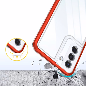 Skaidrus 3in1 dėklas Samsung Galaxy S22 + (S22 Plus) rėmelio gelis raudonas