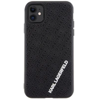 Karl Lagerfeld KLHCN613DMKRLK iPhone 11 / Xr 6.1" juodas/juodas kietas dėklas 3D Guminis Multi Logotipas