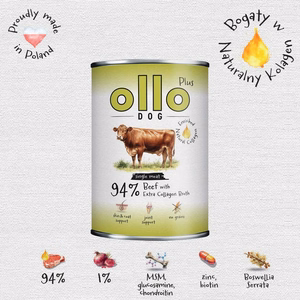 Ollo Plus Collagen Beef – wet dog food with beef and collagen, 400 g
