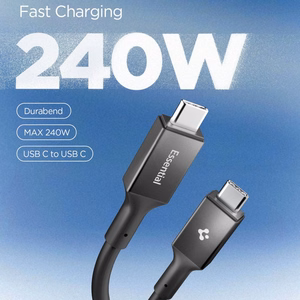 "Spigen Essential EB24012CC USB-C / USB-C 240W 120 cm ilgio kabelis - juodas