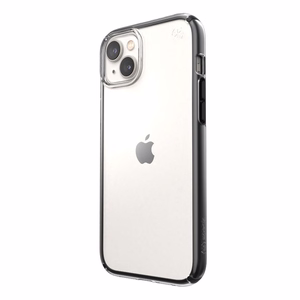 Speck Presidio Perfect-Clear with Impact Geometry case for iPhone 15 Plus / 14 Plus, with Microban antimicrobial protection, Clear / Black