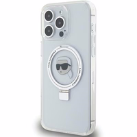 Karl Lagerfeld KLHMP15XHMRSKHH iPhone 15 Pro Max 6.7" baltas kietas dėklas su stovu Karl Head MagSafe