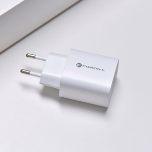 Įkroviklis Forcell (1xUSB-C;1xUSB 3A 30W) baltas