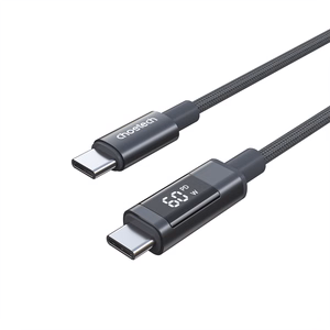 Choetech XCC-1068 PD 60W USB-C - USB-C laidas su ekranėliu 1.2 m - juodas