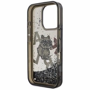 Karl Lagerfeld Liquid Glitter Choupette Logo deklas iPhone 16 Pro - juodas