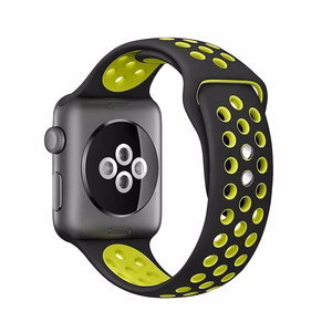 Crong Duo Sport dirželis, skirtas Apple Watch 38 / 40 / 41 / 42 mm, juodas ir žaliųjų citrinų spalvos
