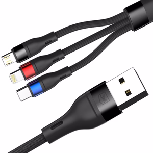 3mk Hyper Cable N-SERIES 3 in 1 USB-A / Lightning / Micro 1,2 m 9V/2A 18W - juodas