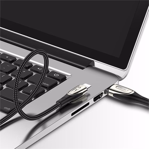Joyroom Sharp serijos S-M411 USB-A / Lightning 3A kabelis 1.2m su įkrovimo indikacija - juodas