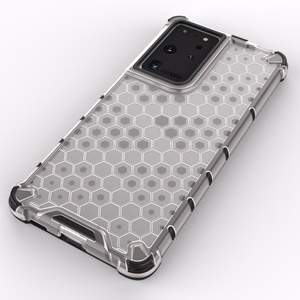 Korinio dizaino dėklas šarvuotas dangtis su geliniu rėmeliu Samsung Galaxy S22 Ultra mėlynas