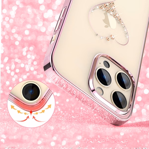 Kingxbar Wish Series silikoninis dėklas telefonui iPhone 14 Plus rožinės spalvos su Swarovski kristalais