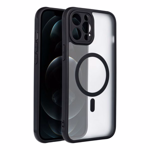 Dėklas telefonui – pilnai matinis magnetinis dėklas, suderinamas su MagSafe IPHONE 12 Pro Max, juodas