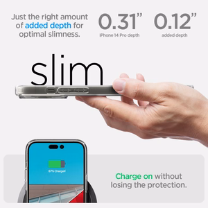 Spigen Ultra Hybrid Magnetinis dėklas su MagSafe iPhone 14 Pro - skaidrus/baltas
