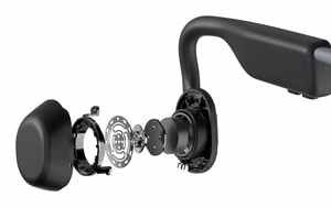 SHOKZ OpenMove belaidės ausinės ant kaklo sportui Bluetooth pilkos