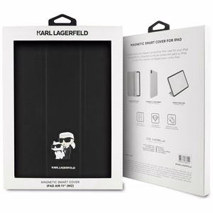 Karl Lagerfeld Saffiano Magnetinis Karl & Choupette iPad Air 11" 2024 Knygos viršelio dėklas - juodas