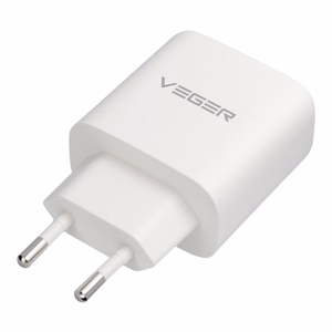 Telefono įkroviklis „VEGER“ USB-A + C tipo, PD, QC3.0, 3,25 A, 65 W + kabelis USB-C į USB-C TR67, baltas