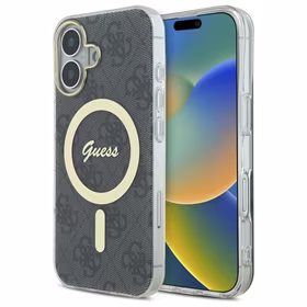 Guess IML 4G Magnetinis dėklas iPhone 16 Plus - juodas