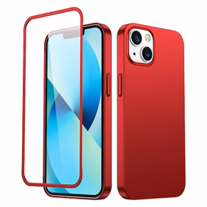 Joyroom 360 pilnas dėklas priekinis ir galinis dangtelis iPhone 13 + grūdintas stiklas apsauginis stiklas raudonas (JR-BP927 raudonas)
