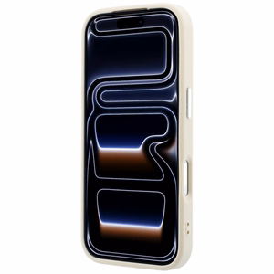Guess Grained Triangle Logo MagSafe dėklas iPhone 18 Pro / 17 Pro – smėlinis