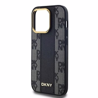 DKNY Odinis langeliais raštuotas magnetinis dėklas iPhone 13 Pro Max - juodas