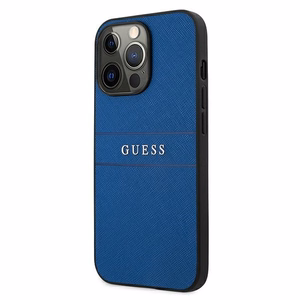 Guess Saffiano dirželis dėklas telefonui iPhone 13 Pro Max 6.7" - mėlynas