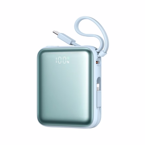 Joyroom JR-PBF27 Pro 10000mAh 30W Power Bank with Built-in USB-C Cable and Additional Bidirectional USB-C to Lightning Cable - White