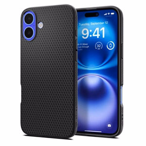 Spigen Liquid Air dėklas iPhone 16 Plus telefonui – juodas