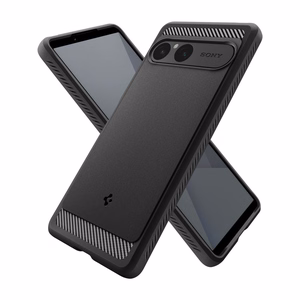 Spigen Rugged Armor dėklas Sony Xperia 10 VII telefonui - matinė juoda