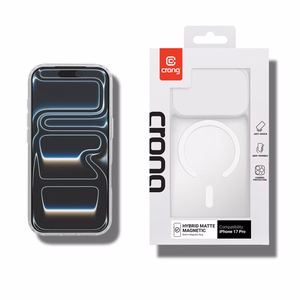 Crong Hybrid Matte Magnetic MagSafe dėklas, skirtas iPhone 17 Pro, baltas