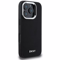 DKNY Paprastas sidabrinis logotipas magnetinis iPhone 16 Pro Max dėklas - juodas