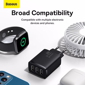 Baseus įkroviklis Compact 3 x USB juodas 17w