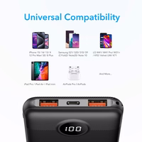 VEGER išorinė baterija 10000 mAh PD QC3.0 2A 20W L10S (W1105PD) juoda