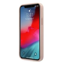 Guess GUHCP12LRSAVSRG iPhone 12 Pro Max 6.7 rožinis kietasis dėklas Saffiano Vintage Script