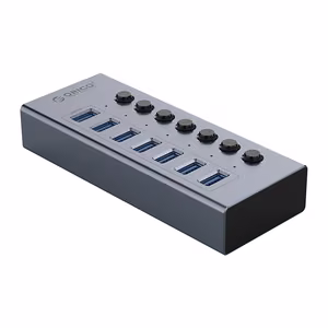 "Orico BT2U3-7AB" koncentratorius 7x USB-A 3.0 su jungikliais - pilkas