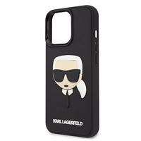 Karl Lagerfeld 3D guminis Karl'o galvos dėklas iPhone 13 Pro / iPhone 13 - juodas