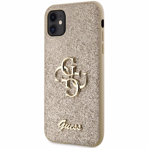 Guess GUHCN61HG4SGD dėklas iPhone 11 / Xr - auksinis Glitter Script Big 4G