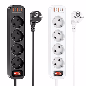 Įkroviklis-prailgintuvas Hoco NS1 (2xUSB; 1xUSB-C; 4xEU socket; 3A 20W) juodas