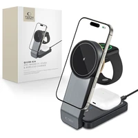 Tech-Protect QI15W-A28 MagSafe 3in1 indukcinis įkroviklis su stovu išmaniajam telefonui / Apple Watch / AirPods - juodas