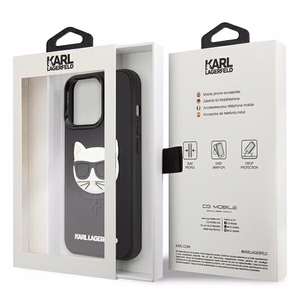 Karl Lagerfeld 3D guminis Choupette dėklas telefonui iPhone 13 Pro / iPhone 13 - juodas