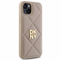 DKNY Quilted Stack Logo dėklas telefonui iPhone 15 Plus - smėlio spalvos