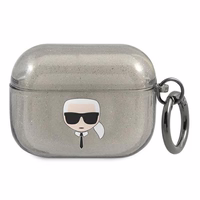 Karl Lagerfeld KLAPUKHGK AirPods Pro dėklas juodas Glitter Karl's Head