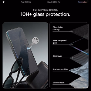 Spigen Glas.tR EZ Fit Pro AC 2-Pack grūdintų apsauginių stiklų komplektas Google Pixel 11 / 11 Pro (2 vnt.)
