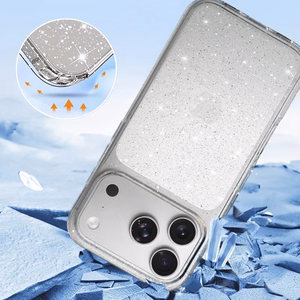 Dėklas telefonui Crystal Glitter Iphone 17 Pro sidabrinis