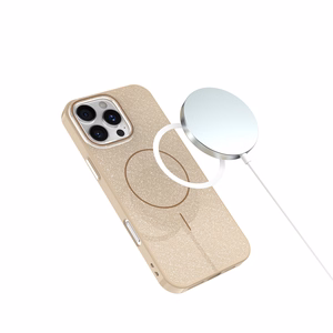 Glitter Thin Mag dėklas for iPhone 16 6,1" rudas