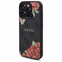 Guess GUHMP16XP4ROPEMCK iPhone 16 Pro Max 6.9" juodas kietas dėklas su 4G gėlių raštu MagSafe
