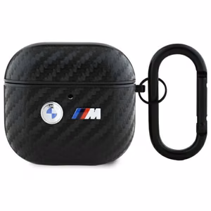 BMW anglies dvigubas metalinis logotipas dėklas AirPods 4 - juodas